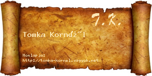 Tomka Kornél névjegykártya